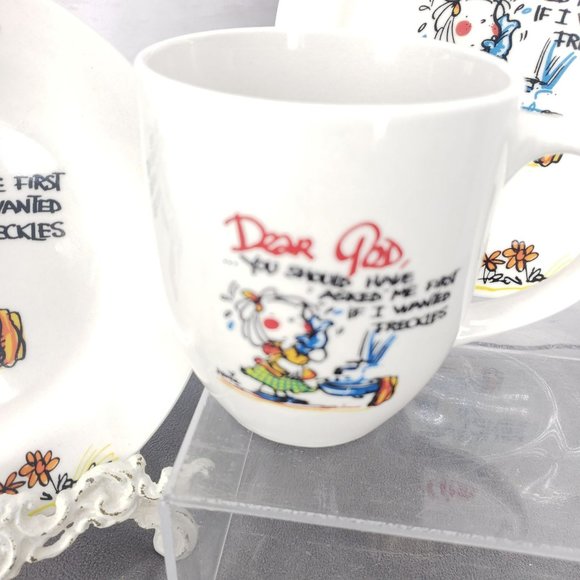 Annie Fitzgerald Royal Norfolk Dear God Prayer Plates 7.5" Set Of 2 Coffee Tea M - Picture 8 of 10